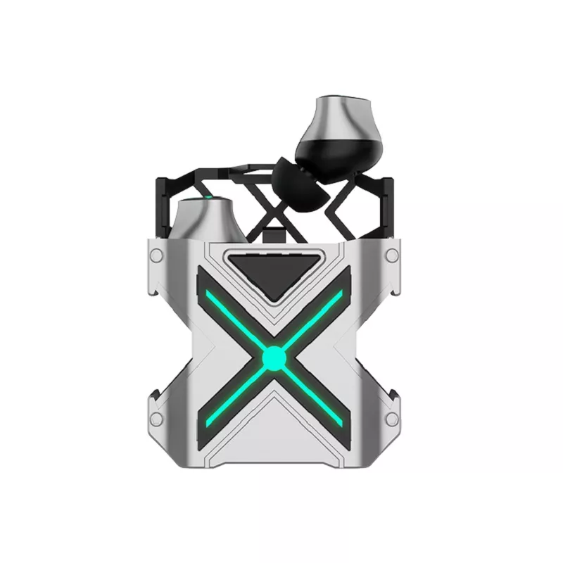 Newest TWS Gaming Earphones In-Ear Earbuds with LED Light Charging Box Sport Music Earphone  Exclusive Necklace Metal Shell Char