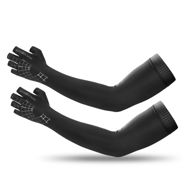 2 In 1 Sport Arm Sleeve Glove Breathable Elasticity Running Hiking Driving Sleeves Arms Warmer Glove For Sun Protection
