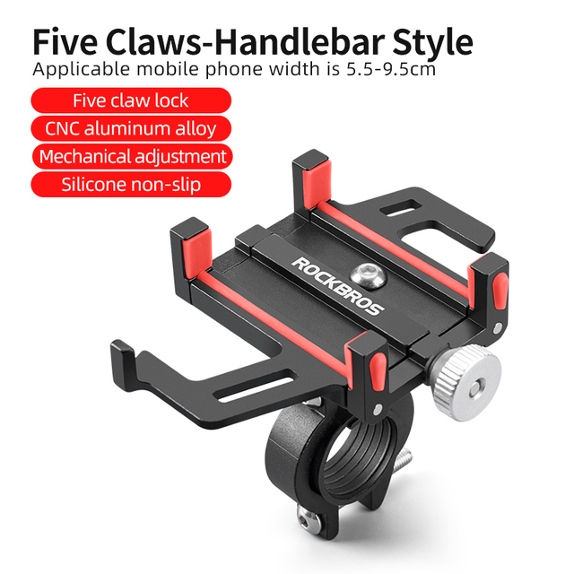 Phone Holder Motorcycle Electric Bicycle Smartphone CNC Aluminum Alloy Bracket Five Claws Mechanical Bike Phone Holder Accessories