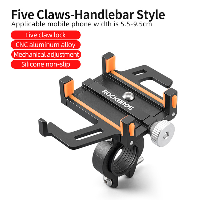 Phone Holder Motorcycle Electric Bicycle Smartphone CNC Aluminum Alloy Bracket Five Claws Mechanical Bike Phone Holder Accessories