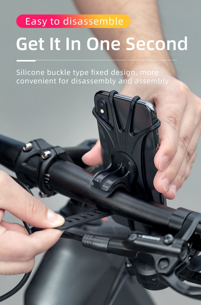 Elastic Silicone Bike Phone Holder Adjustable For Most Phone Bicycle Stand Scooter Motorcycle Mount Support Handlebar Mobile Accessories