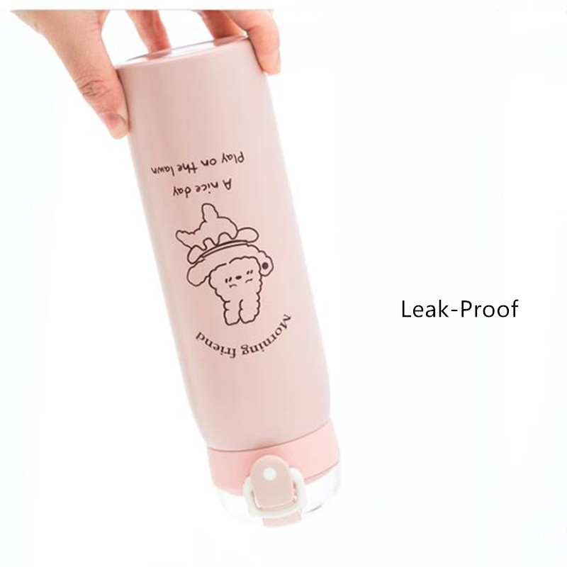 Cute Vacuum Flask Cartoons Stainless Steel Water Bottle Coffee Tea Milk Travel Straw Cup Bear Water Bottle Insulated Thermos