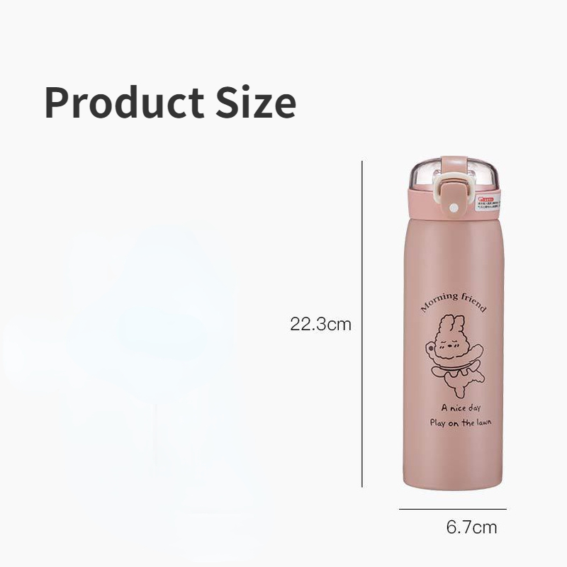 Cute Vacuum Flask Cartoons Stainless Steel Water Bottle Coffee Tea Milk Travel Straw Cup Bear Water Bottle Insulated Thermos