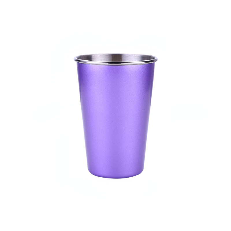 500ml 304 Stainless Steel Coffee Cups Metal Reusable Straw Glass Pint Travel Outdoor Camping Drinking Cup Juice Tea Beer Cups