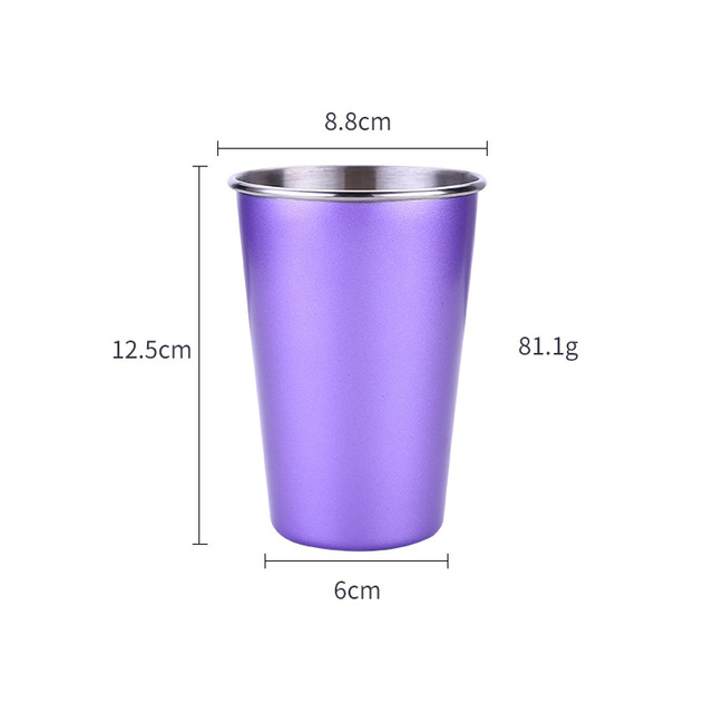 500ml 304 Stainless Steel Coffee Cups Metal Reusable Straw Glass Pint Travel Outdoor Camping Drinking Cup Juice Tea Beer Cups