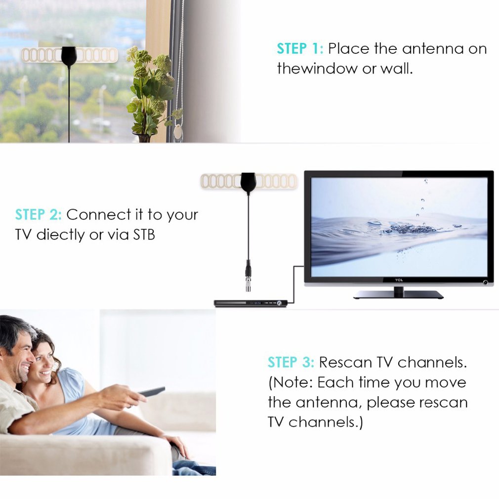 Digital TV Active Antenna Built-in 20DB RF AMP Car DVB-T Antenna DVB-T2 Antenna 20DB Gain Digital TV Antenna