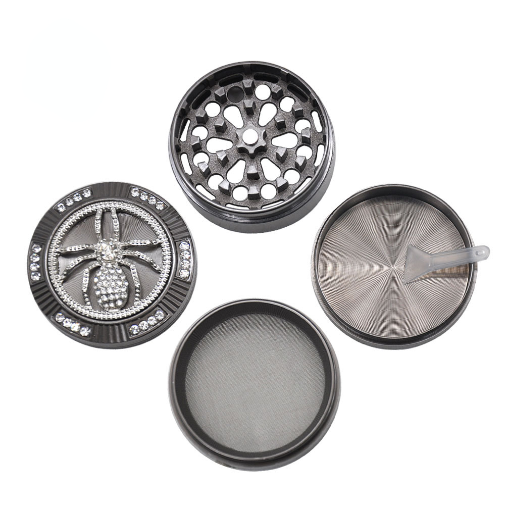 Kitchen & Dining room appliances HORNET Tobacco Grinder Diamond Spider Style 50MM 4 Piece With Pollen Catcher Durable Zinc Alloy Spice Heavy Duty Herb Grinders