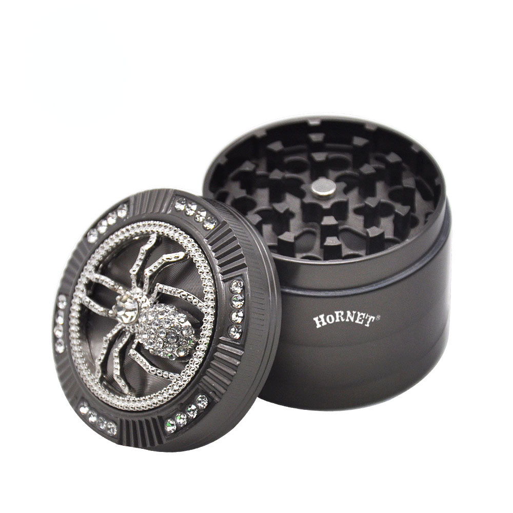 Kitchen & Dining room appliances HORNET Tobacco Grinder Diamond Spider Style 50MM 4 Piece With Pollen Catcher Durable Zinc Alloy Spice Heavy Duty Herb Grinders