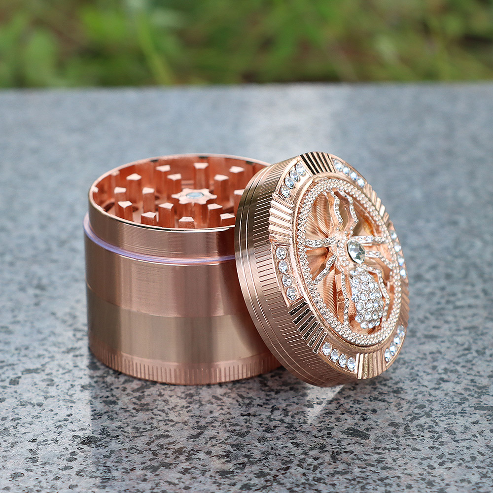 Kitchen & Dining room appliances HORNET Tobacco Grinder Diamond Spider Style 50MM 4 Piece With Pollen Catcher Durable Zinc Alloy Spice Heavy Duty Herb Grinders