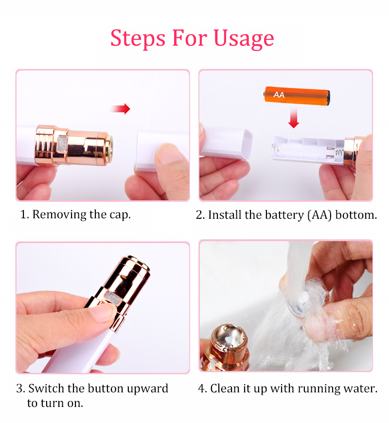 Electric Hair Shaving Device Perfect Hair Removal Lipstick Shape Female Facial Epilator Painless Safety Female Body Facial Tools