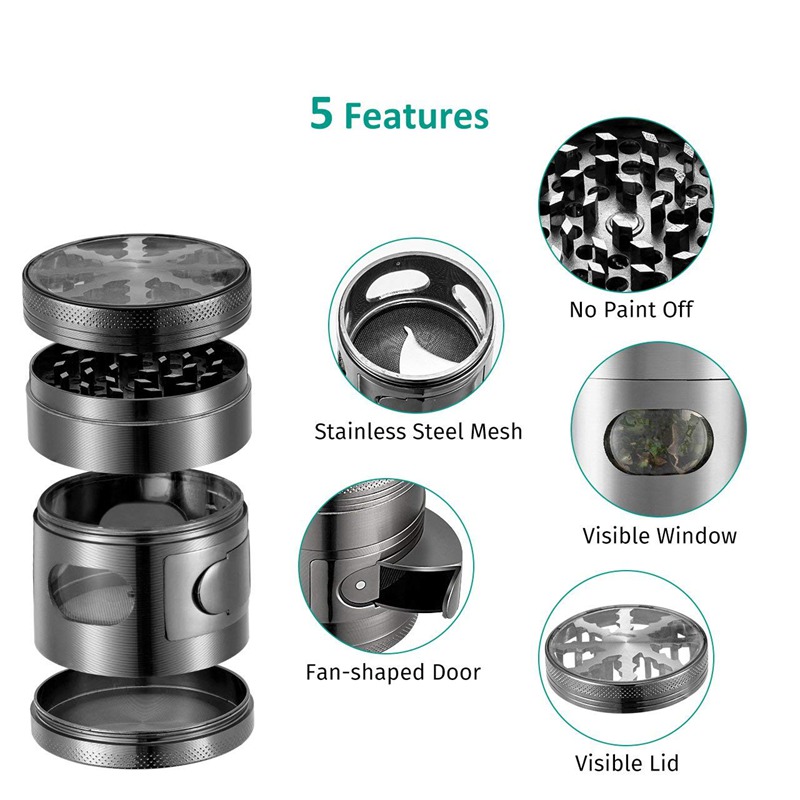 Kitchen & Dining room appliances Herb Grinder 4 piece set Tobacco Crusher With Pollen Scraper Premium Zinc alloy Hollow 2.3inch Diameter Cocina Cooking Gadget