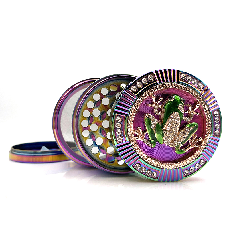 Kitchen & Dining room appliances New Style Tobacco Grinder Frog Shape 4 Layers 63mm Rainbow Color Zinc Alloy Herb Grinder for Smoking Weed Tobacco Crusher