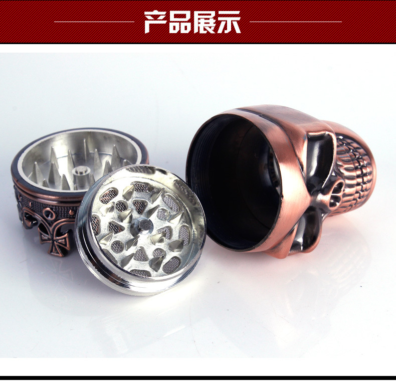 Kitchen & Dining room appliances Metal Skull Ghost Head Triple Layer Zinc Alloy Manual Tobacco Grinder Weed