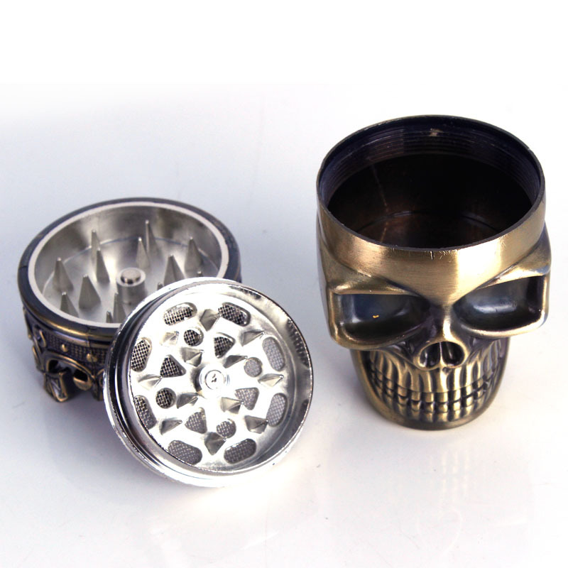 Kitchen & Dining room appliances Metal Skull Ghost Head Triple Layer Zinc Alloy Manual Tobacco Grinder Weed