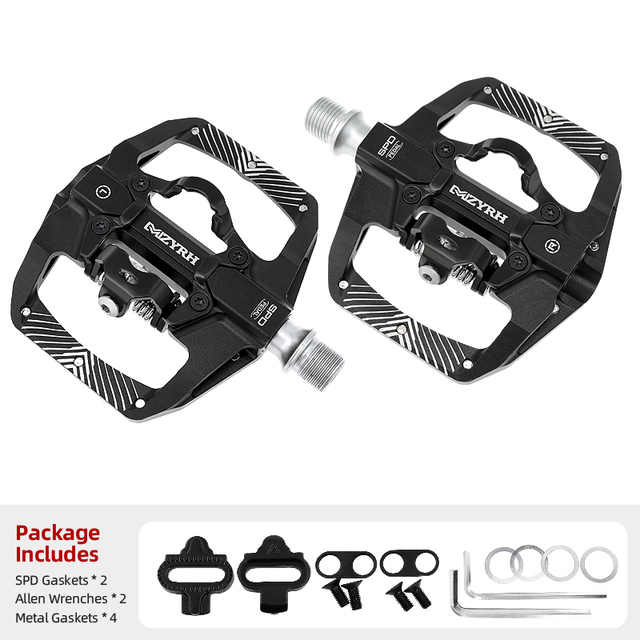 Outdoor Mountain Bike Pedals Dual Function  Sided Pedals Plat & SPD Clipless Pedal  Sealed Bearings 9/16" Bicycle Pedals