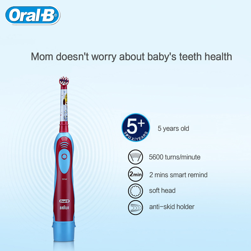 Oral-B Children Electric Toothbrush Deep Clean Waterproof  Kids Toothbrush Replace Heads For boys or girls  AA battery Powered
