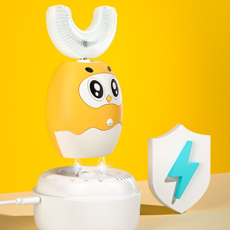 Smart 360 Degress U Sonic Electric Toothbrush Kids Silicone Automatic Ultrasonic Tooth Brush Children Blue Light Teeth Brush