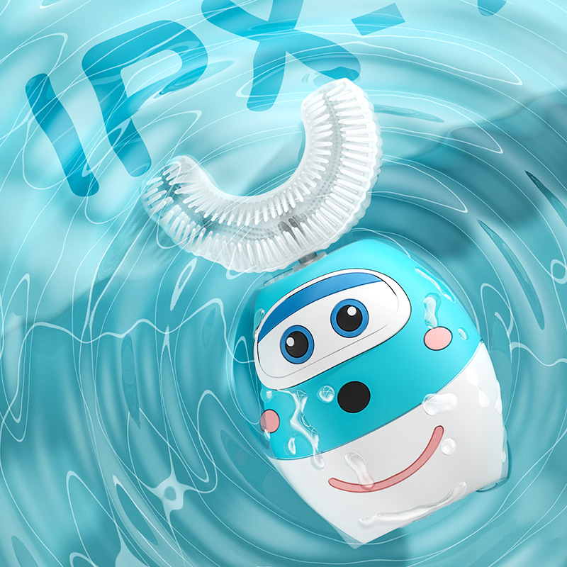 Smart 360 Degress U Sonic Electric Toothbrush Kids Silicone Automatic Ultrasonic Tooth Brush Children Blue Light Teeth Brush