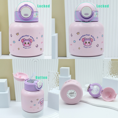 1pc New potbelly Thermos cup Ladies high appearance level water cup Girls students straw kids cup girls 316 stainless steel