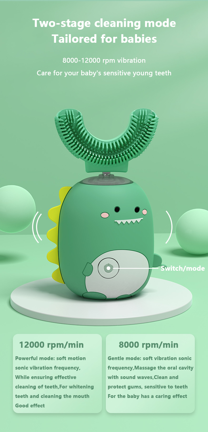 Electric Toothbrush for Kids Silicon Automatic Ultrasonic Teeth Tooth Brush Cartoon Pattern for Children Smart 360 Degrees U