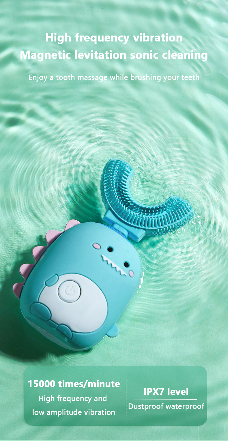 Electric Toothbrush for Kids Silicon Automatic Ultrasonic Teeth Tooth Brush Cartoon Pattern for Children Smart 360 Degrees U