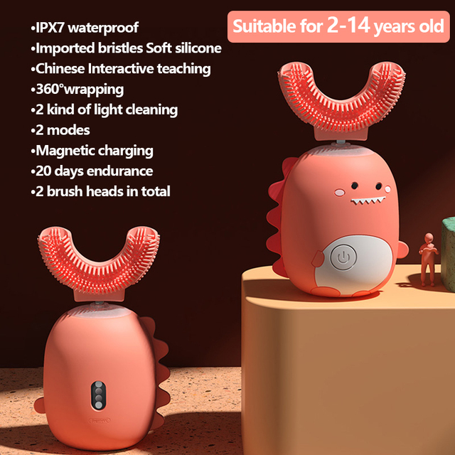 Electric Toothbrush for Kids Silicon Automatic Ultrasonic Teeth Tooth Brush Cartoon Pattern for Children Smart 360 Degrees U