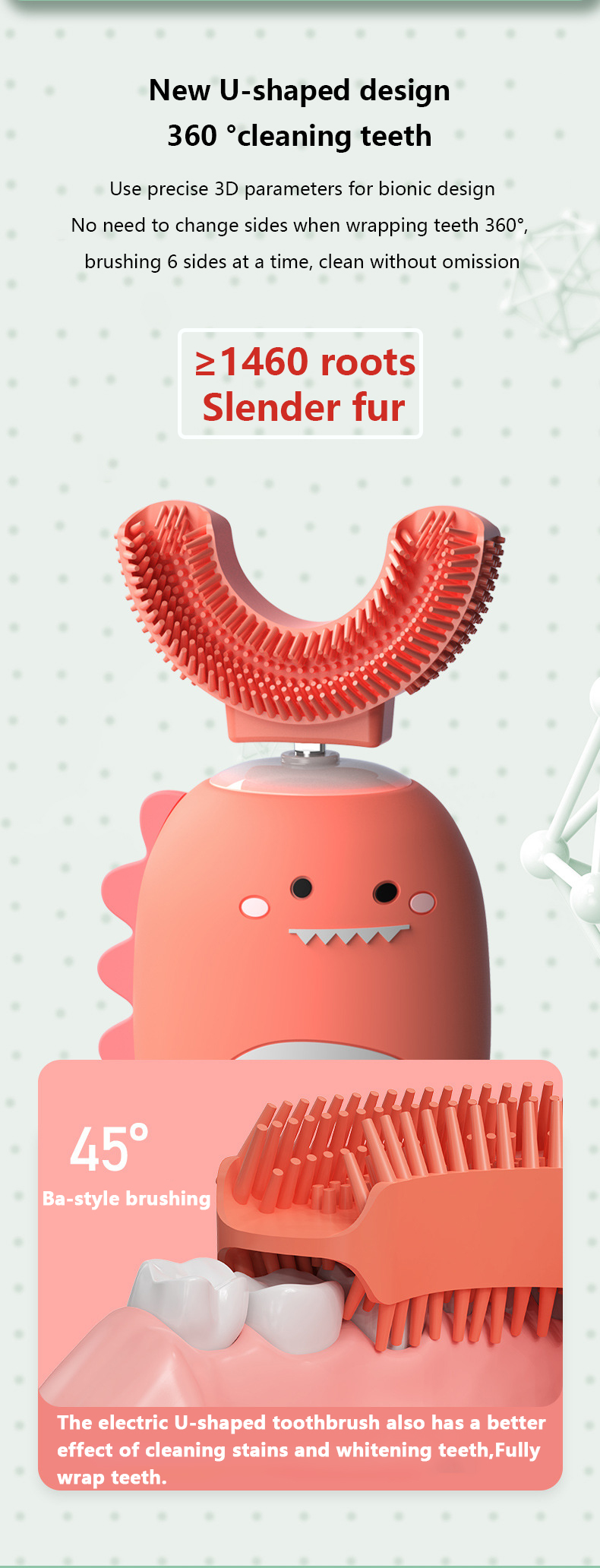 Electric Toothbrush for Kids Silicon Automatic Ultrasonic Teeth Tooth Brush Cartoon Pattern for Children Smart 360 Degrees U