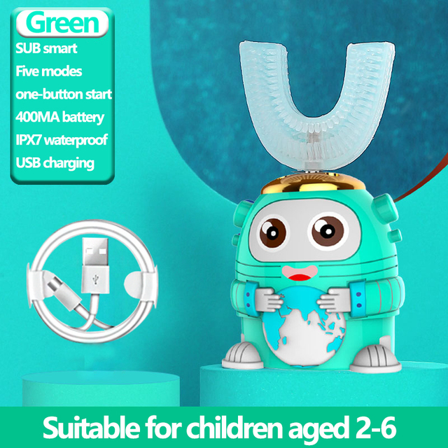 Intelligent 360 Degrees silicone U type XaoMi Ultrasonic automatic Electric Toothbrush USB Charging Cartoon Pattern Children
