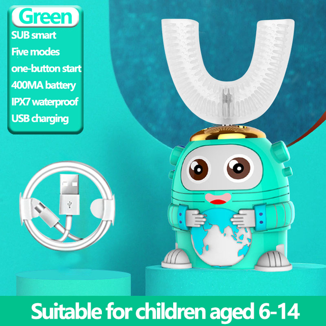 Intelligent 360 Degrees silicone U type XaoMi Ultrasonic automatic Electric Toothbrush USB Charging Cartoon Pattern Children