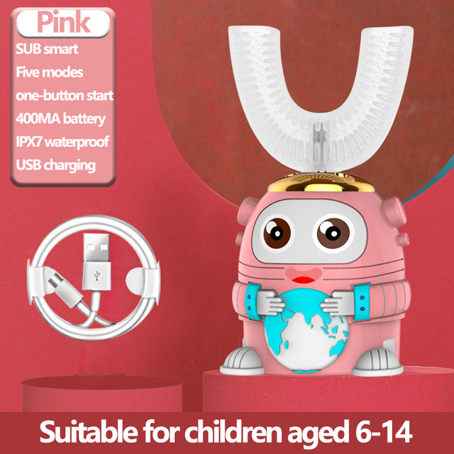 Intelligent 360 Degrees silicone U type XaoMi Ultrasonic automatic Electric Toothbrush USB Charging Cartoon Pattern Children
