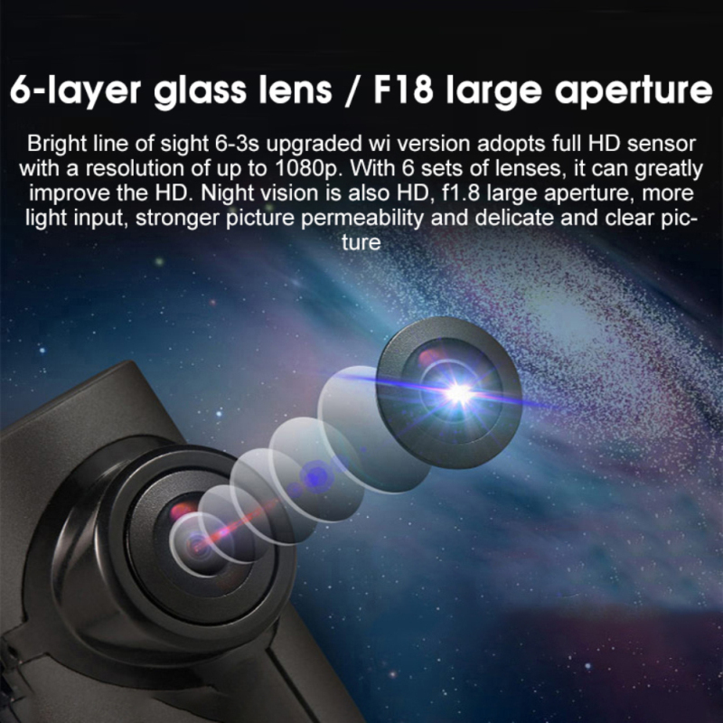 Wifi Dash Cam Car Driving Recorder Vehicle Camera Black Box Camera Mobile APP Playback Night Vision Auto Audio Cycle Recording（no card）