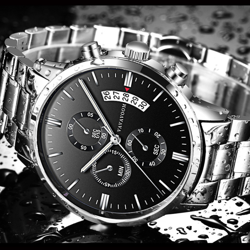 Stainless Steel watch Strap Business Casual Fashion Calendar Quartz Men's Watch Waterproof