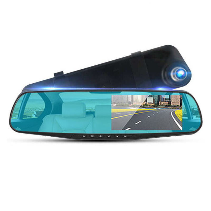 Driving Recorder Front and Rear Cameras 4.3 Inch Night Vision Driving Recorder DVR HD 1080P Rear Camera Dual Lens Video Recorder(no card)
