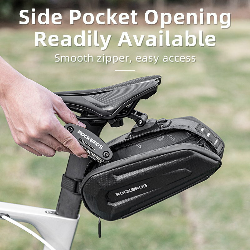 1.7L Bicycle Bag Waterproof Rear Large Capatity Quick Release Seatpost Shockproof Double Zipper Rear Bag Multifunctional Bags