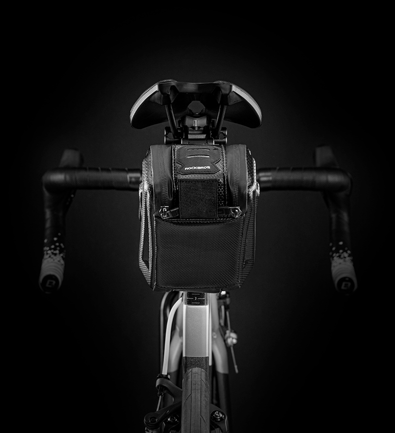 1.7L Bicycle Bag Waterproof Rear Large Capatity Quick Release Seatpost Shockproof Double Zipper Rear Bag Multifunctional Bags