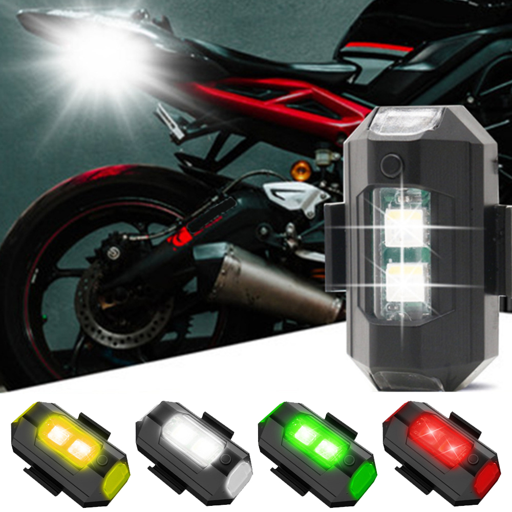 1pc 7 Color Motorcycle Tail Warning Light Rechargeable Drone Strobe Light Laser Fog Lamps Motorbike Refit Universal Strobe Light