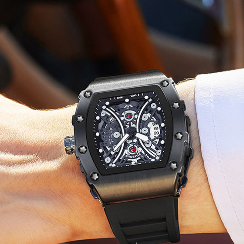 Business Mens Watches Luxury Big Dial Waterproof Creative Black Quartz Male Wristwatch