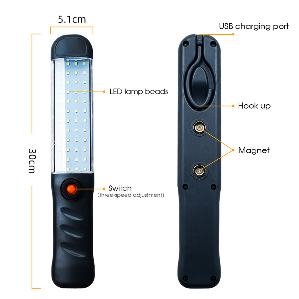 LED Flashlights Rechargeable Work Light with Magnetic Base and Hanging Hook 3 Modes Floodlight for Car Repair Grill Outdoor Use