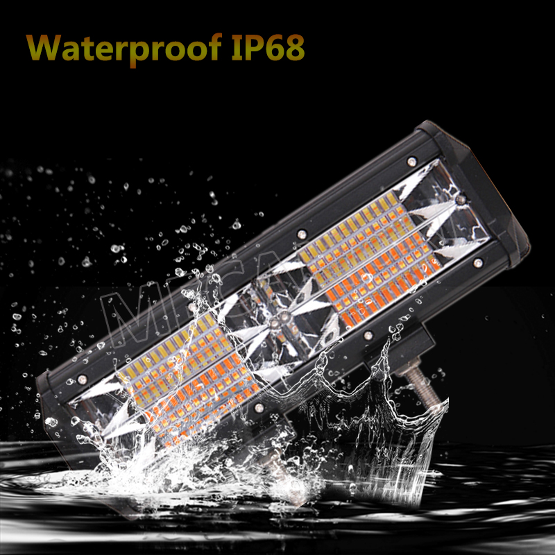 2pc 13Inch 180W Strobe Flash Car LED Work Light Bar Amber White Combo Beam for Offroad 4x4 Truck SUV ATV Boat 24V