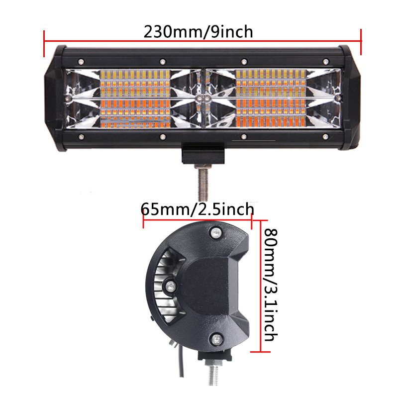 2pc 13Inch 180W Strobe Flash Car LED Work Light Bar Amber White Combo Beam for Offroad 4x4 Truck SUV ATV Boat 24V