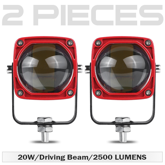 2pc 2inch 8D Lens LED Car Work Light 6000K White 3500K Yellow Fog Driving Lamp Spotlight For 4x4 Off Road SUV ATV Truck Motorcycle