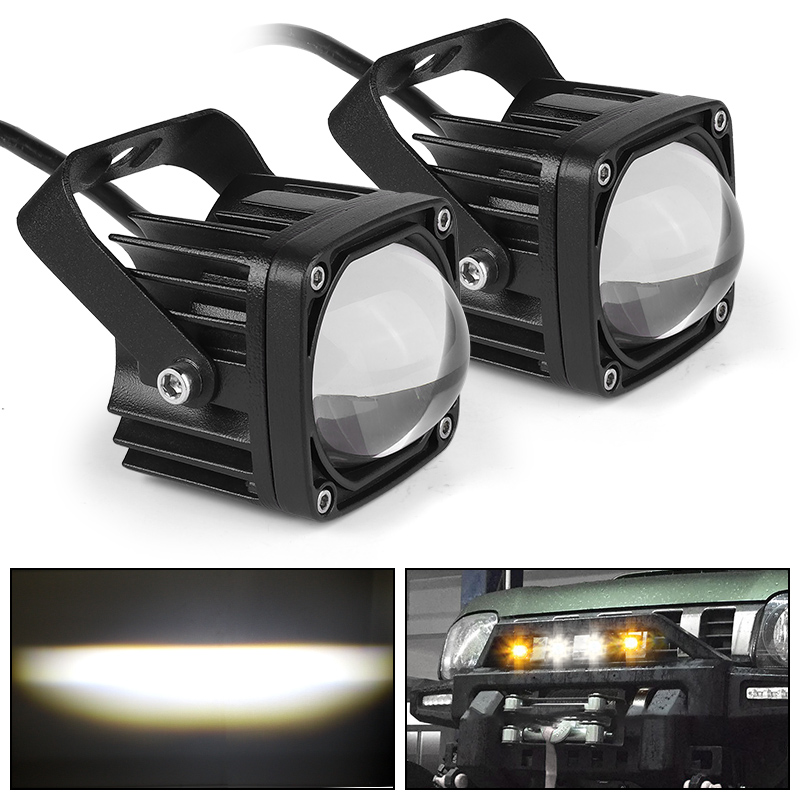 2pc 2inch 8D Lens LED Car Work Light 6000K White 3500K Yellow Fog Driving Lamp Spotlight For 4x4 Off Road SUV ATV Truck Motorcycle
