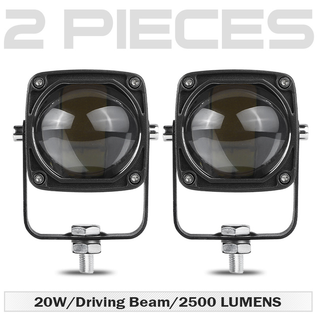 2pc 2inch 8D Lens LED Car Work Light 6000K White 3500K Yellow Fog Driving Lamp Spotlight For 4x4 Off Road SUV ATV Truck Motorcycle
