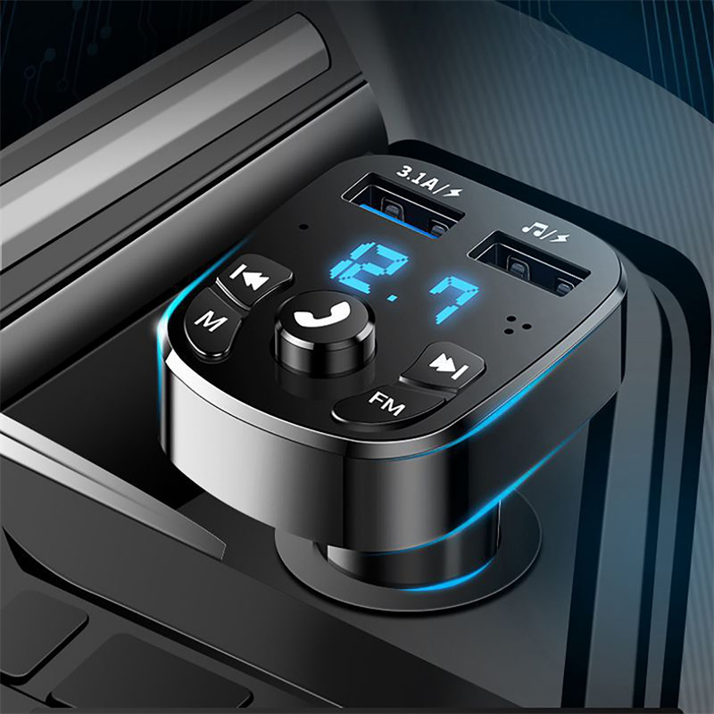 Car 5.0 FM Transmitter Wireless Handsfree Audio Receiver Auto MP3 Player USB Fast Charger Bluetooth-compatible Car Accessories C