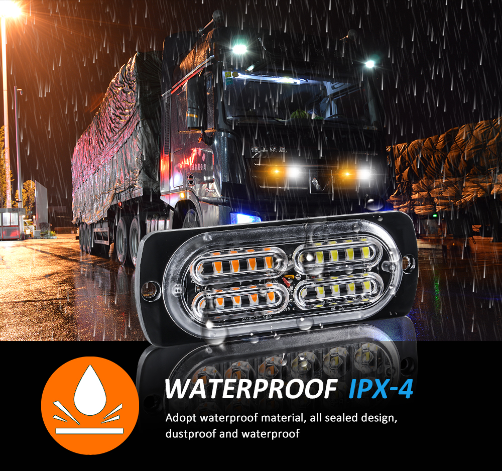 2pc Ultra Thin 20 Chips Car LED Strobe Light Emergency Light Grill Breakdown Auto Flashing For Car Truck Motorcycle 12-24V Lightbar