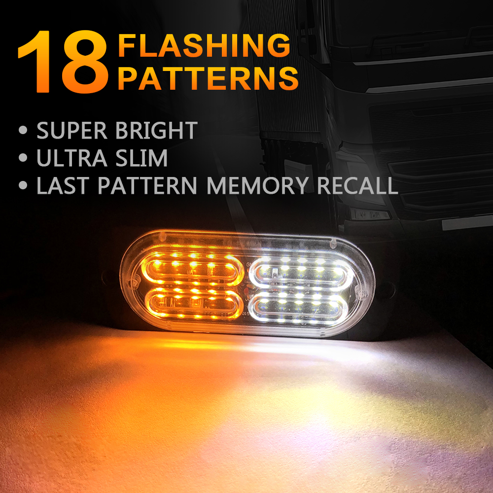 2pc Ultra Thin 20 Chips Car LED Strobe Light Emergency Light Grill Breakdown Auto Flashing For Car Truck Motorcycle 12-24V Lightbar