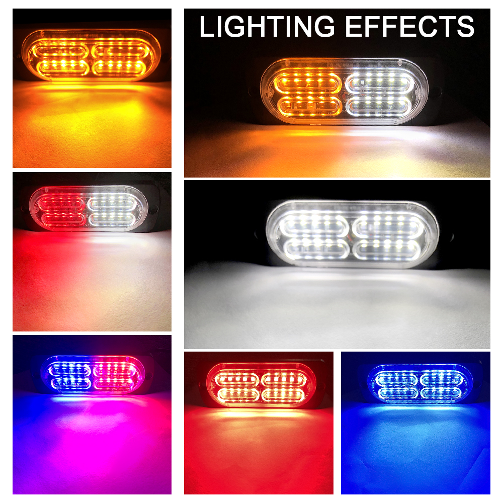 2pc Ultra Thin 20 Chips Car LED Strobe Light Emergency Light Grill Breakdown Auto Flashing For Car Truck Motorcycle 12-24V Lightbar