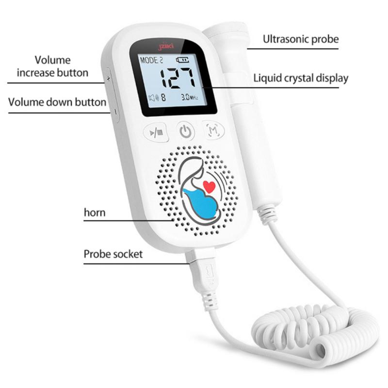 Maternity Home Fetal Doppler Heartbeat Detector Measure Pregnant Women Heart Rate Sound Movement Instrument Health Care Tools