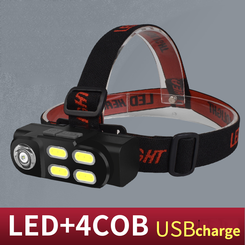 1pc  Mini LED Headlamp 4COB  Work Light Rechargeable Waterproof Headlight Use for Fishing Camping Flashlight head lamp