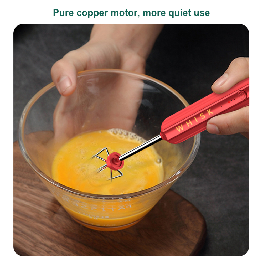 Kitchen Dining room appliances Electric Milk Frother Handheld Whisk Cordless Egg Beater USB Rechargeable Foamer for Coffee Cappuccino Matcha Lattes with 2 Head